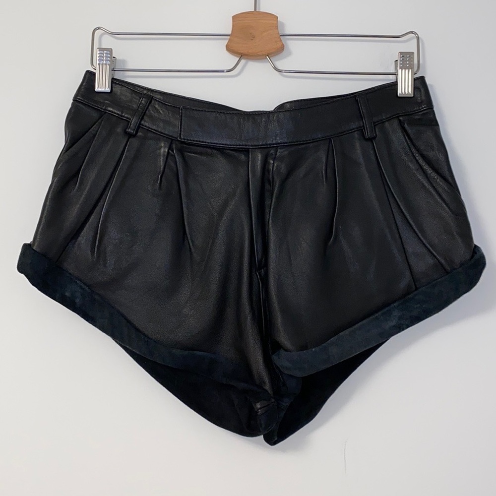 One Teaspoon black leather shorts